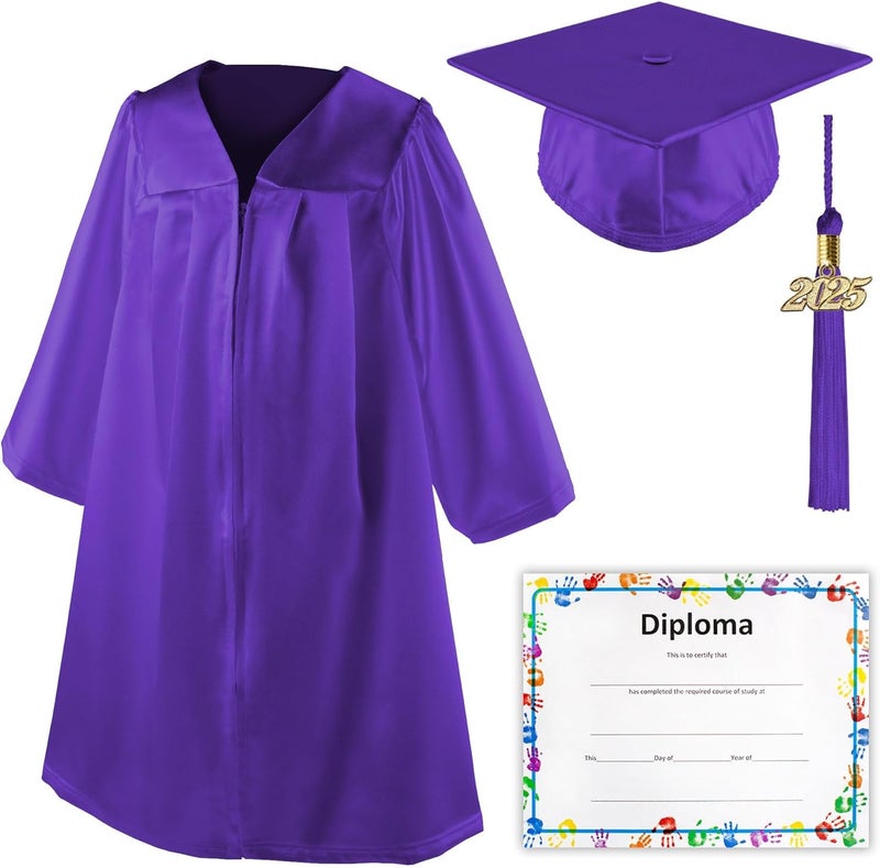 Class Act Graduation Shiny Kindergarten Preschool Graduation Cap & Gown with Matching Tassel and Diploma Certificate - Image 1